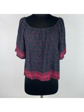 XXI Forever 21 Off The Shoulder Blouse Top Womens M Festival Hippie Boho Beach